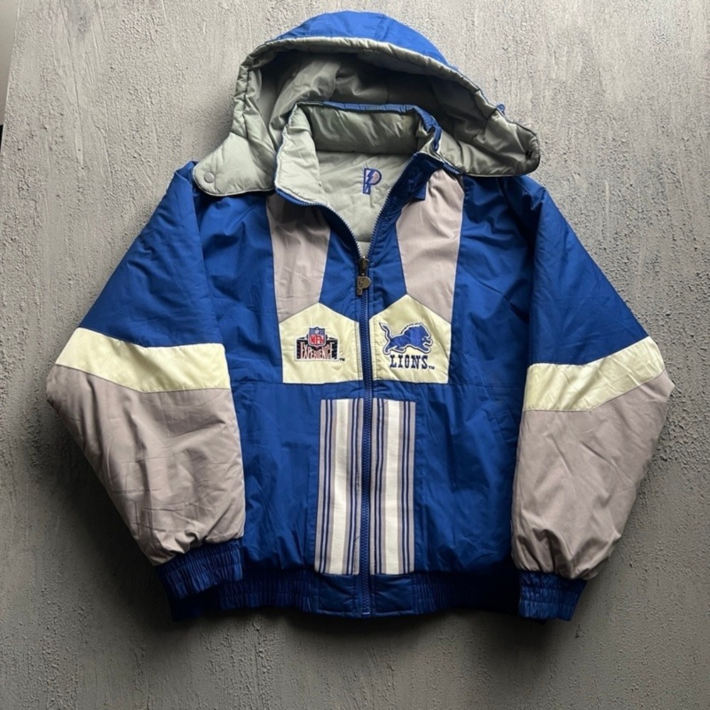 Vintage Detroit Lions Jacket XL Blue 1990s NFL Pro Player Reversible